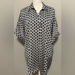 J. Jill Wearever Collection Short Sleeve Satin Popover Top - Size XL